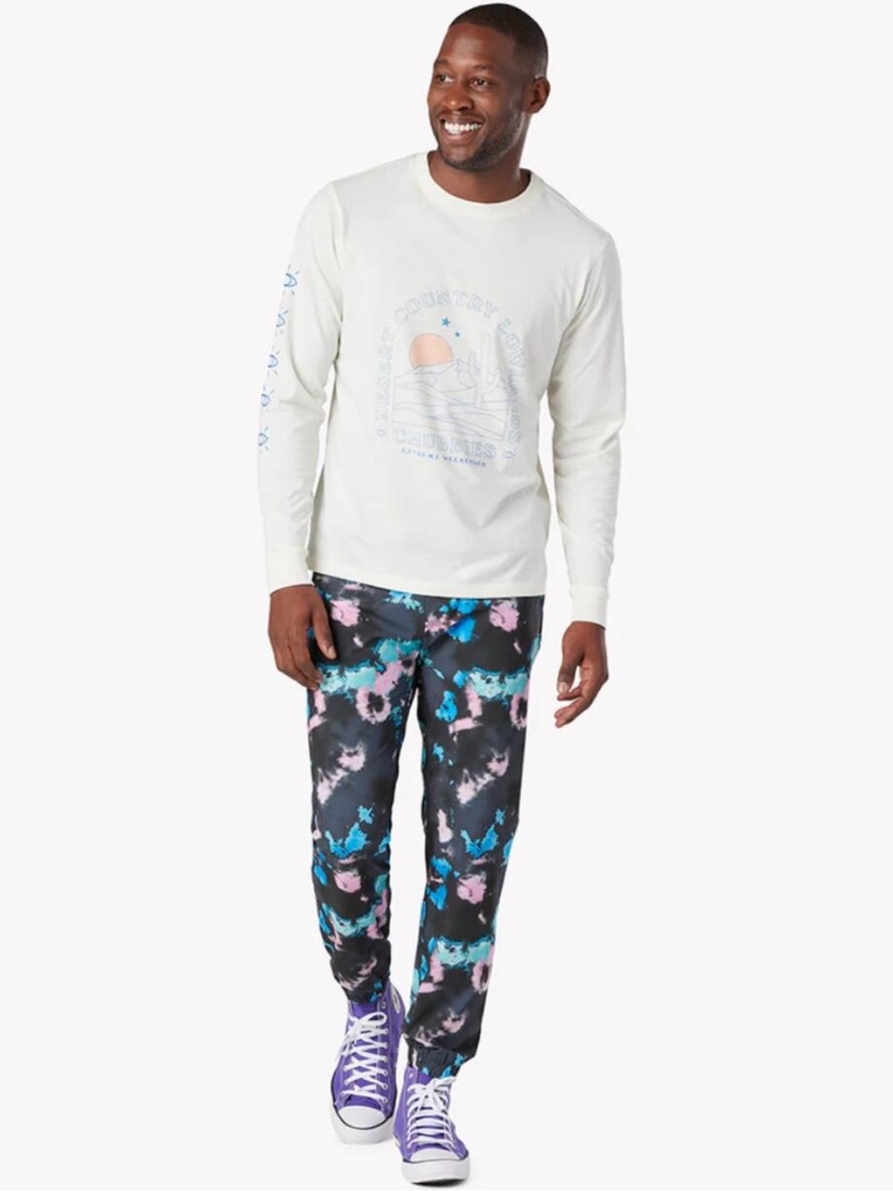 chubbies Black Tie-Dye Joggers with Blue & Pink Accents